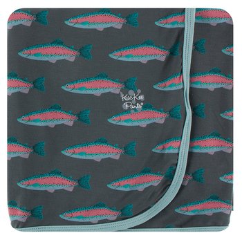 Kickee Pants - Print Swaddling Blanket in Stone Rainbow Trout - Eden Lifestyle