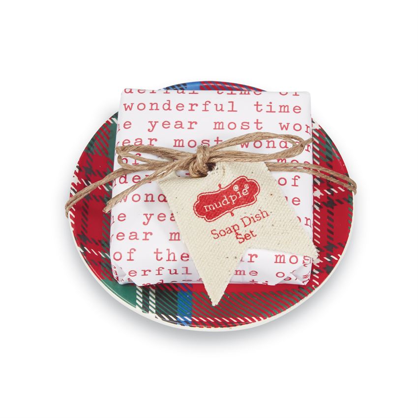 Mud Pie, Home - Decorations,  Mud Pie - Tartan Christmas Soap Dish Set