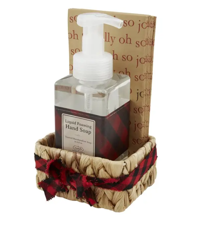 Red Check Soap and Guest Towel Basket Set - Eden Lifestyle