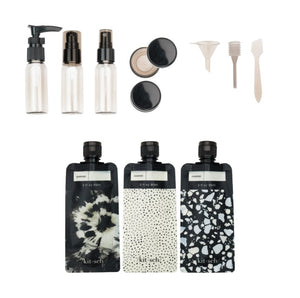 Refillable Ultimate Travel 11pc Set - Black & Ivory - Eden Lifestyle