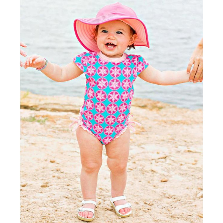 Ruffle Butts, Baby Girl Apparel - Swimwear,  Salt Water Taffy Cap Sleeve One Piece Rash Guard