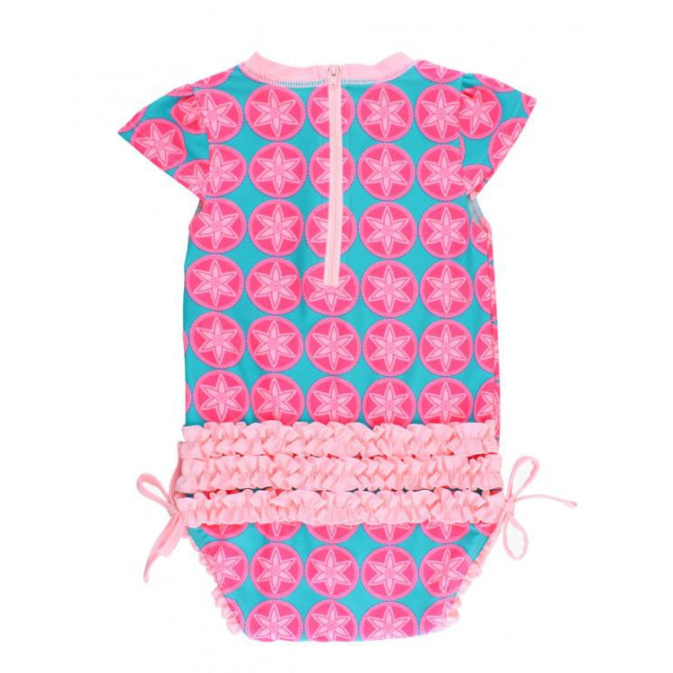 Ruffle Butts, Baby Girl Apparel - Swimwear,  Salt Water Taffy Cap Sleeve One Piece Rash Guard