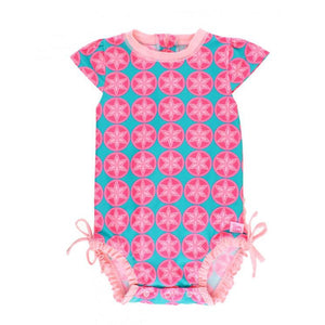 Ruffle Butts, Baby Girl Apparel - Swimwear,  Salt Water Taffy Cap Sleeve One Piece Rash Guard