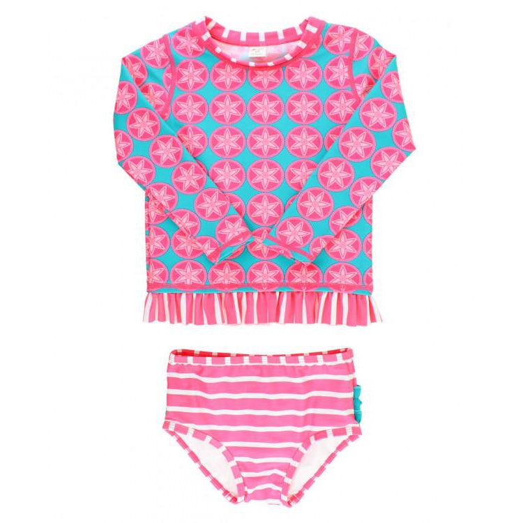 Ruffle Butts, Girl - Swimwear,  Salt Water Taffy Long Sleeve Rash Guard Bikini