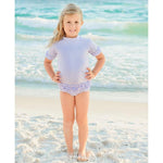 Ruffle Butts, Girl - Swimwear,  Periwinkle Blue Seer Sucker Rash Guard Bikini