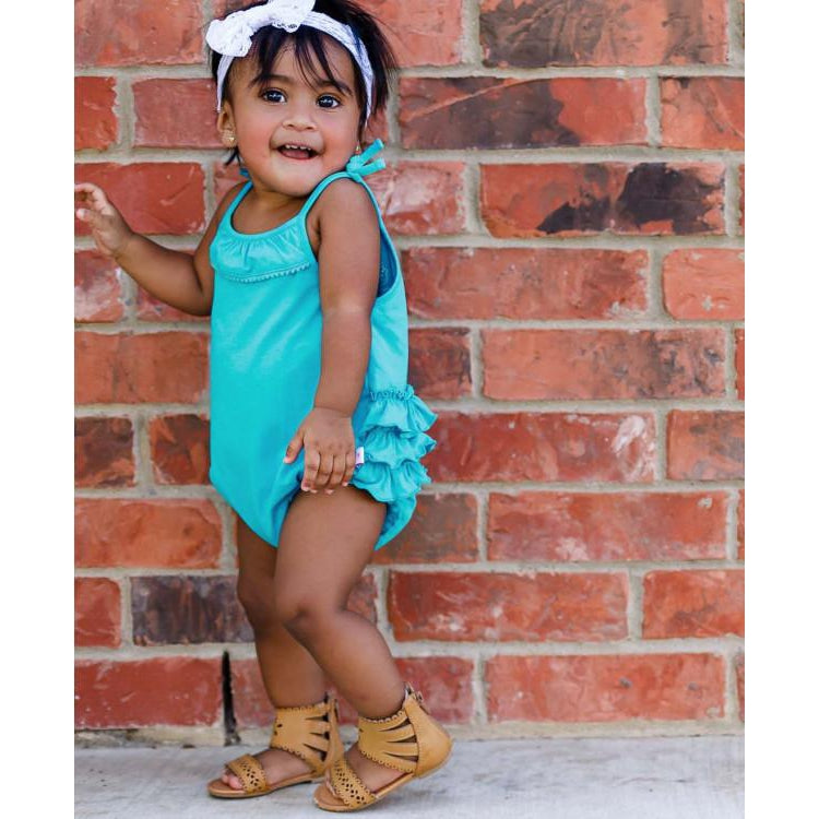 Ruffle Butts, Baby Girl Apparel - Rompers,  Key West Pom Pom Bubble Romper