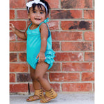 Ruffle Butts, Baby Girl Apparel - Rompers,  Key West Pom Pom Bubble Romper