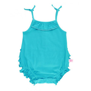 Ruffle Butts, Baby Girl Apparel - Rompers,  Key West Pom Pom Bubble Romper