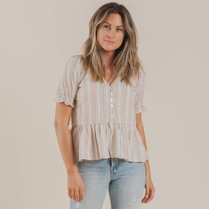 Rylee and Cru Maddy Blouse Multi Stripe - Eden Lifestyle