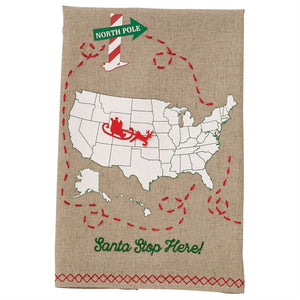 Mud Pie, Home - Decorations,  Mud Pie - Santa Stops Here Towel