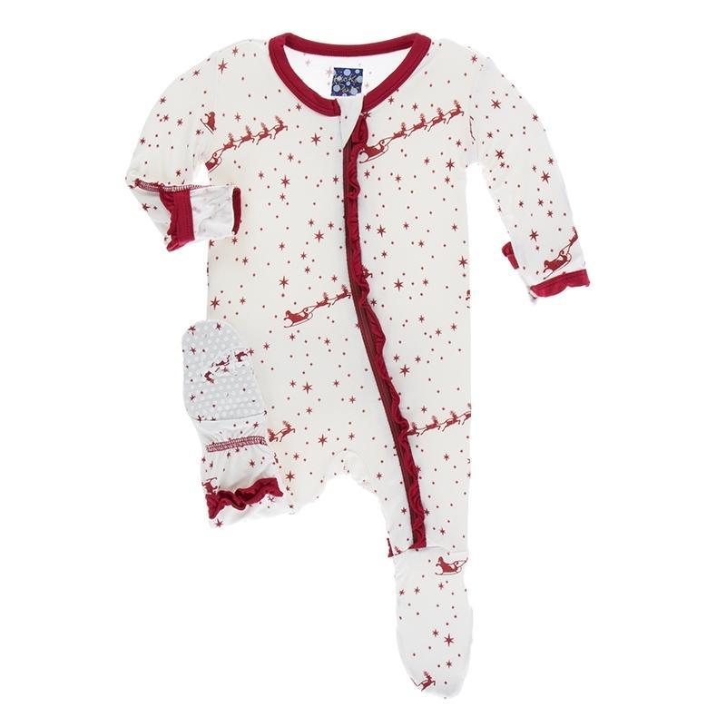 KicKee Pants, Baby Girl Apparel - One-Pieces,  KicKee Pants - Santa's Sleigh Girl's Footie