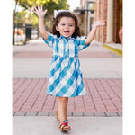 Ruffle Butts, Girl - Dresses,  Peacock Blue Plaid Babydoll Dress