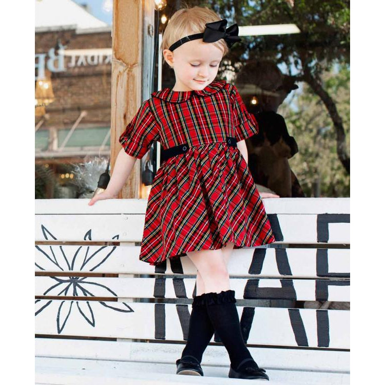 Ruffle Butts, Baby Girl Apparel - Dresses,  Tristan Plaid Peter Pan Babydoll Dress