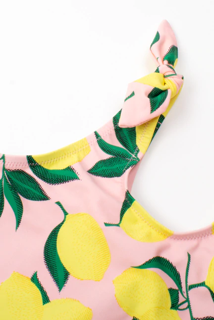 Shade Critters, Girl - Swimwear,  Shade Critters Two piece Tankini - Tie Side Yellow/Pink Lemon Print
