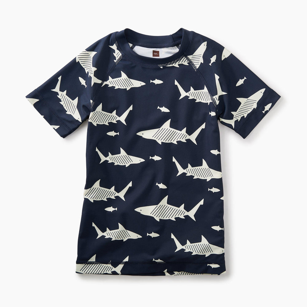 Tea Collection, Boy - Swimwear,  Short Sleeve Shark Rash Guard