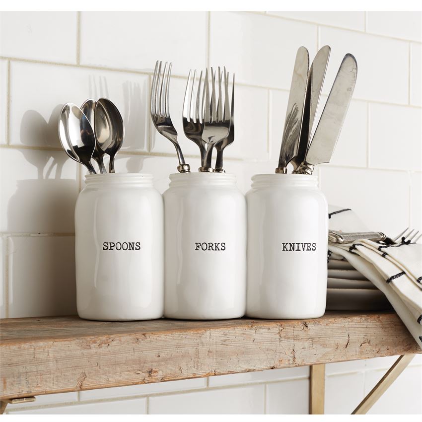 Mud Pie, Home - Drinkware,  Mud Pie - Triple Ceramic Jar Utensil Holder