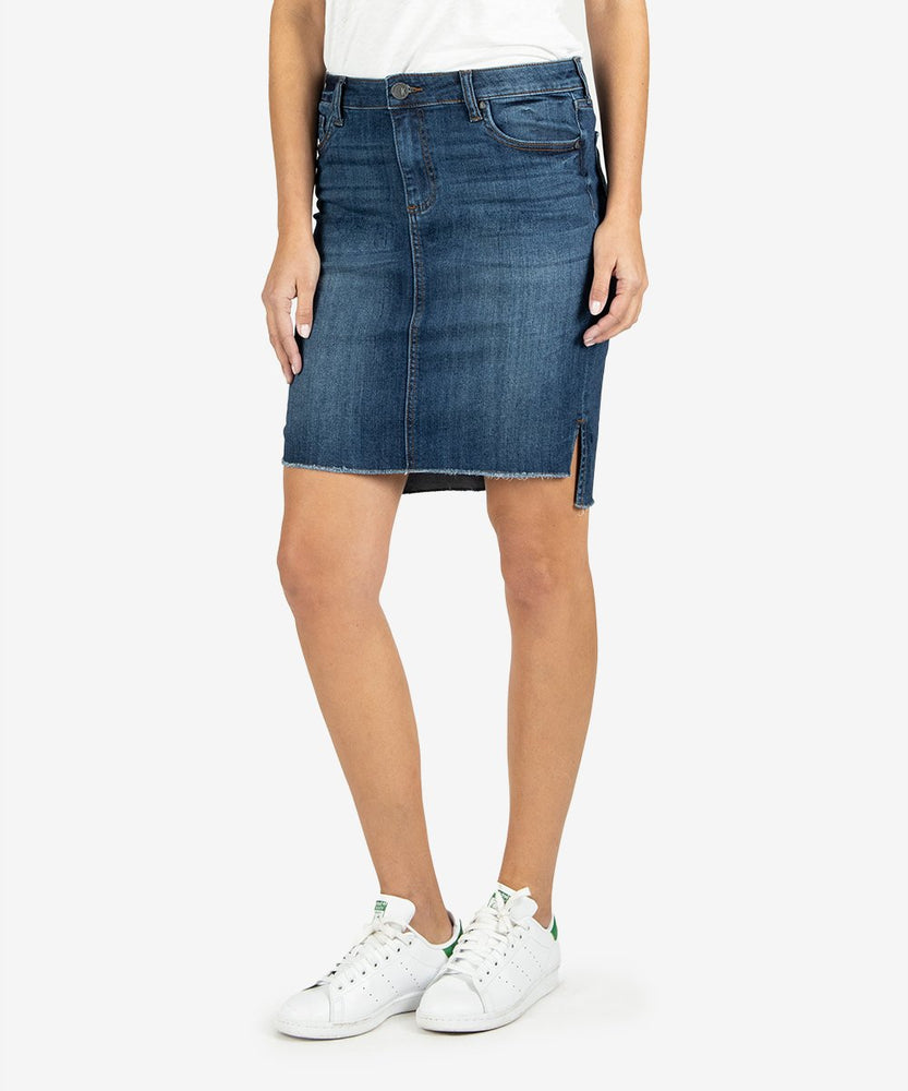 KUT from the Kloth, Women - Denim,  Connie Hi-Low Fray Skirt Affectionate Wash