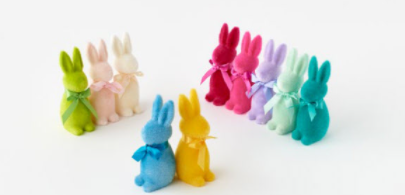 Flocked Button Nose Bunny Small (Assorted Colors) - Eden Lifestyle