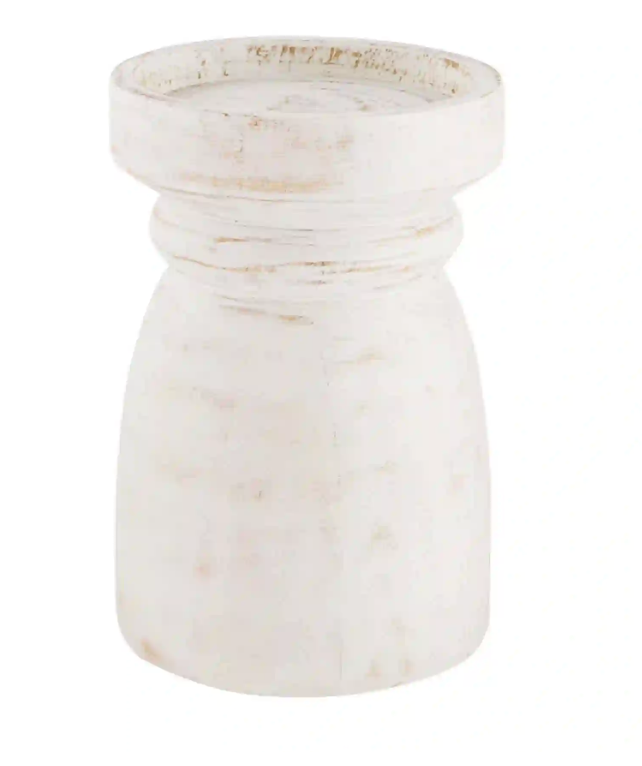 Mud Pie White Washed Candleholder - Eden Lifestyle
