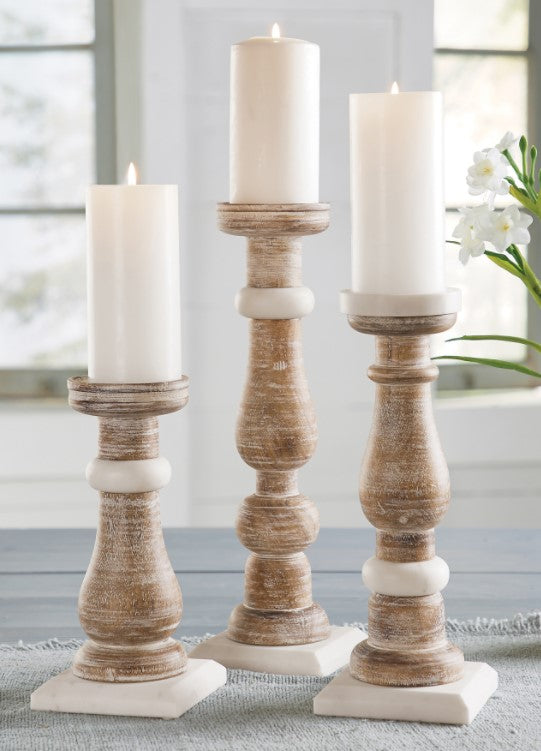 Small Marble Wood Candleholder - Eden Lifestyle
