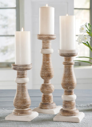 Small Marble Wood Candleholder - Eden Lifestyle