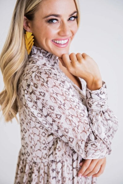 Karlie, Women - Dresses,  Snake Metallic Chiffon Tier Dress