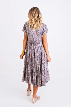 Karlie, Women - Dresses,  Snake Print Midi Boho Tier Dress