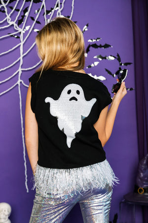 Spooky & Sparkly Feather Sweater Tank - Eden Lifestyle