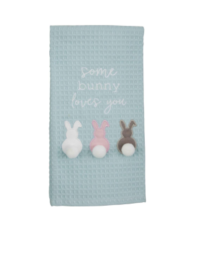 Mud Pie Easter Bunnies Waffle Towel - Eden Lifestyle