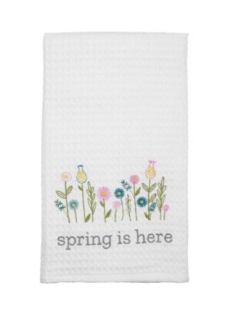 Mud Pie Easter Flowers Waffle Towel - Eden Lifestyle