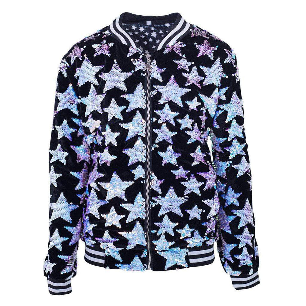 Lola + the Boys, Girl - Outerwear,  Lola + the Boys Starry Night Velvet Bomber