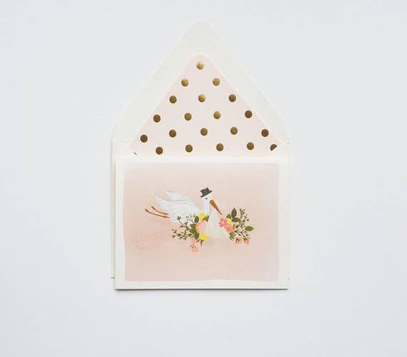 Stork Pink Baby Greeting Card - Eden Lifestyle