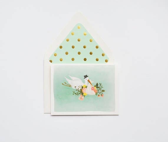 Stork Blue Baby Greeting Card - Eden Lifestyle