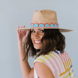 Gloria Turquoise Crochet Palm Hat - Eden Lifestyle