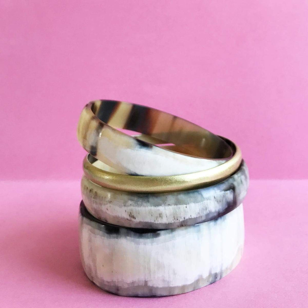 Natural Horn with Gold Bangle Set - Eden Lifestyle