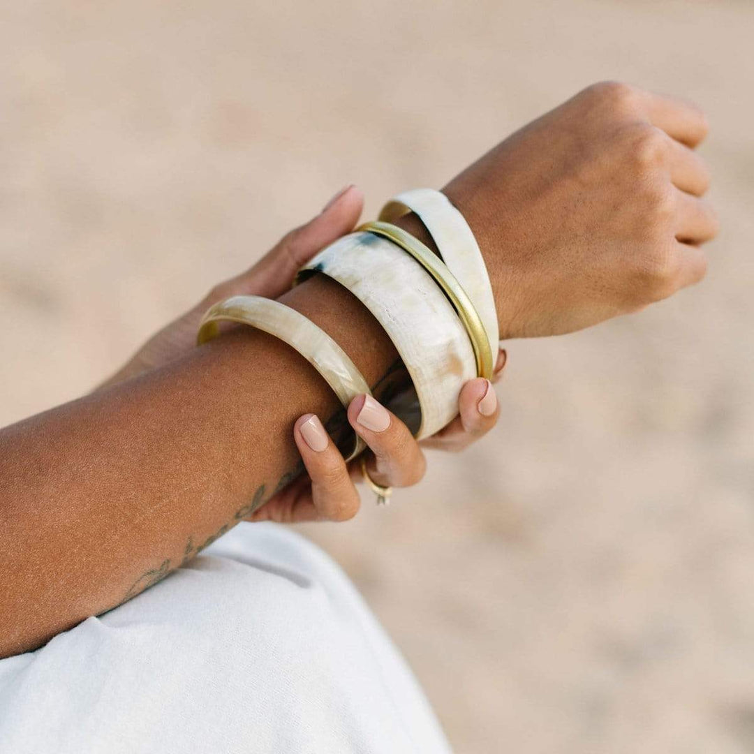 Natural Horn with Gold Bangle Set - Eden Lifestyle