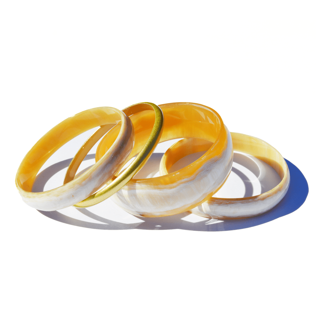 Natural Horn with Gold Bangle Set - Eden Lifestyle