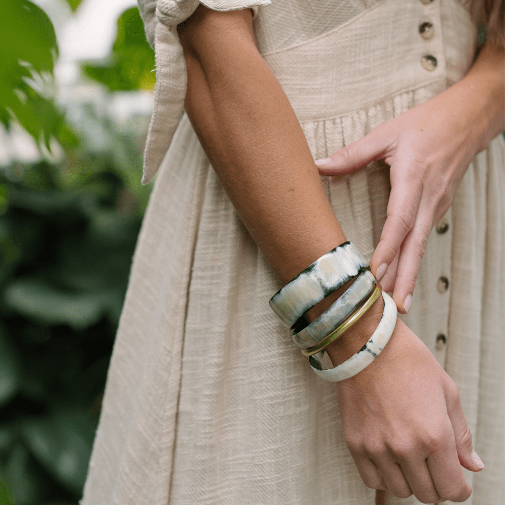 Natural Horn with Gold Bangle Set - Eden Lifestyle