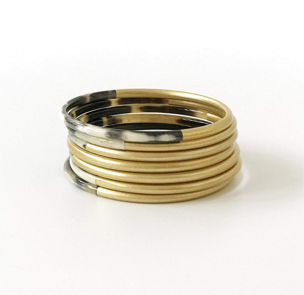 Shiny Gold Horn Bangle Set - Eden Lifestyle