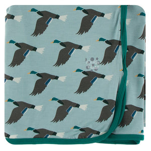 Kickee Pants - Print Swaddling Blanket in Jade Mallard Duck - Eden Lifestyle