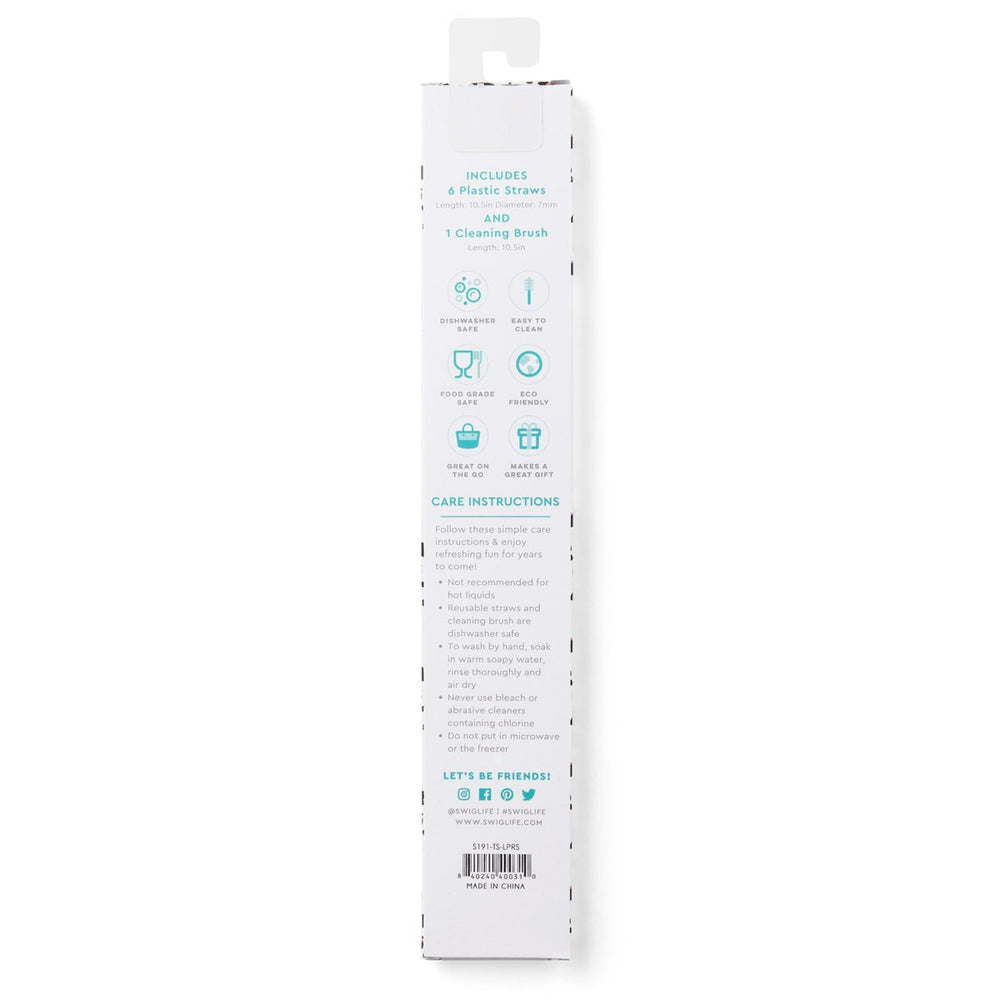 Swig Luxy Leopard + Blush Reusable Straw Set (Tall) - Eden Lifestyle