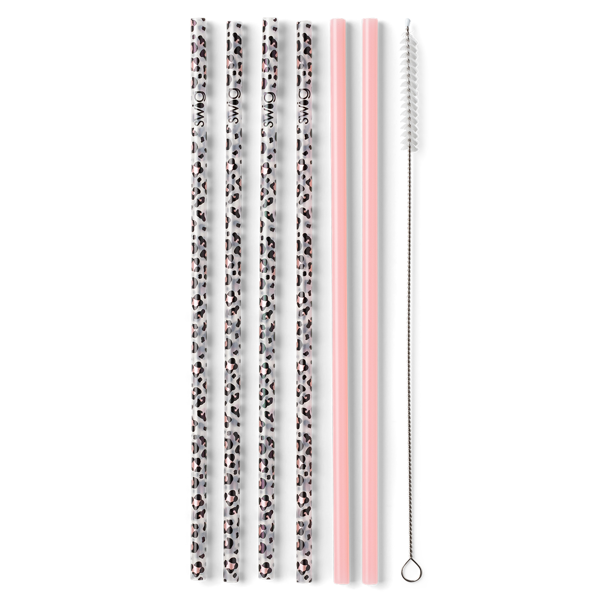 Swig Luxy Leopard + Blush Reusable Straw Set (Tall) - Eden Lifestyle