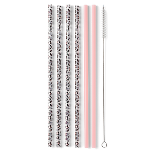 Swig Luxy Leopard + Blush Reusable Straw Set (Tall) - Eden Lifestyle