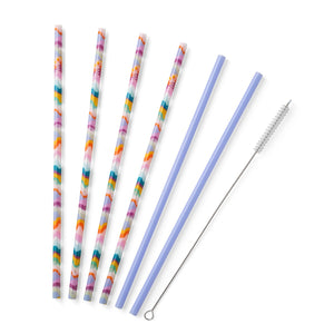 Swig Sand Art + Hydrangea Reusable Straw Set (Tall) - Eden Lifestyle