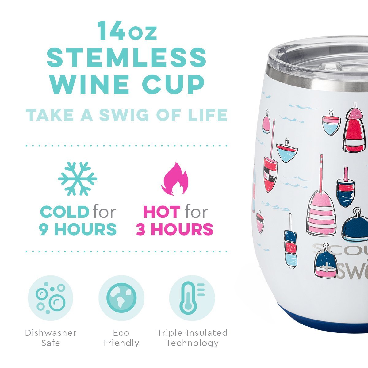 Swig, Home - Drinkware,  SCOUT+Swig Buoy Oh Buoy Stemless Wine Cup (14oz)