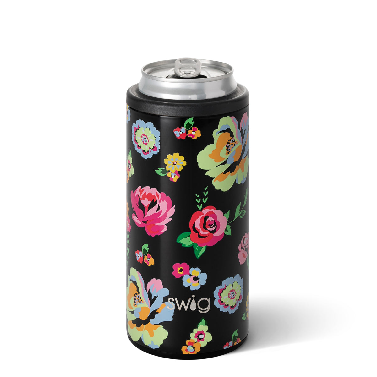 Swig, Home - Drinkware,  Swig Fleur Noir Skinny Can Cooler (12oz)