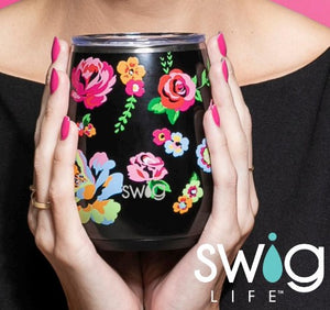 Swig, Home - Drinkware,  Swig - Fleur Noir Stemless Wine Cup (14oz)