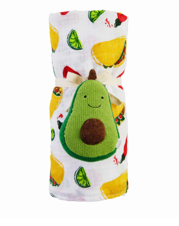 Mud Pie Taco Swaddle Blanket and Rattle - Eden Lifestyle