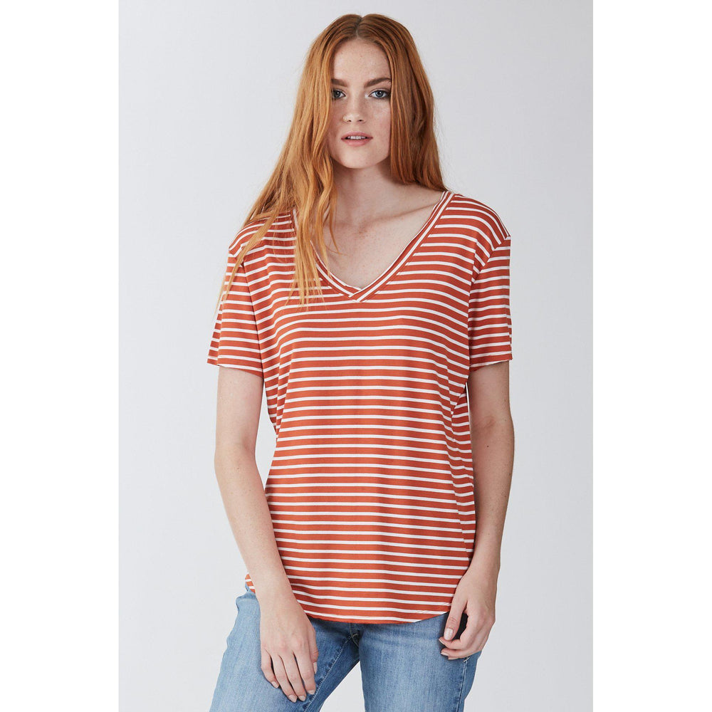 Another Love, Women - Tees,  Emma Tangerine Stripe Tee