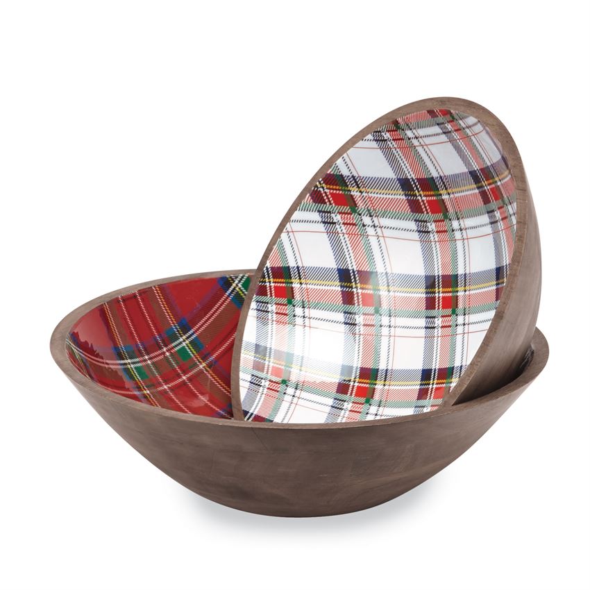 Mud Pie, Home - Serving,  Mud Pie - Tartan Wood Bowl Set
